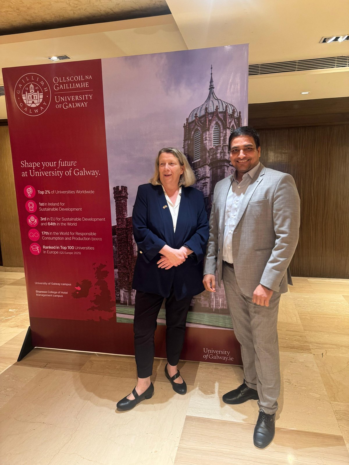 Jawahar Tomar of The Mentors Circle with a senior University of Galway delegation member at the Partner Leadership Reception, New Delhi
